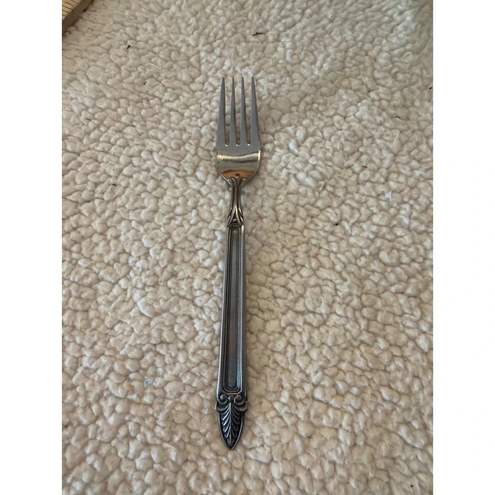 Stanley Roberts Olympia Salad Fork Stainless Steel Japan Art Deco Plume Design